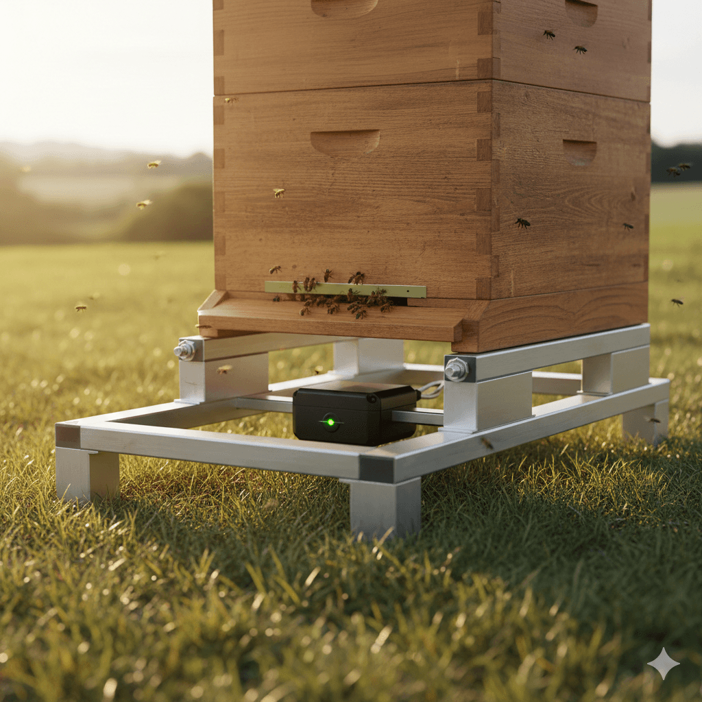 HiveScale smart beehive scale in an apiary setting