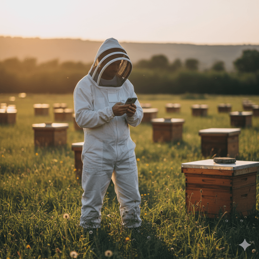 HiveScale installed on a beehive in an apiary